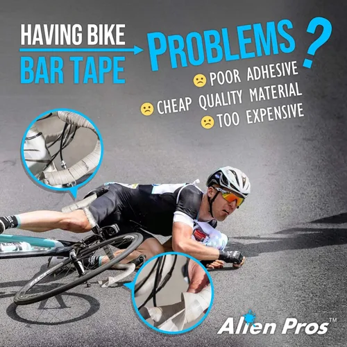 Vista 2 de ALIEN PROS Cinta para manillar de bicicleta de poliuretano (juego de 2) negro, rojo, blanco, rosa, azul, mejora el agarre de tu bicicleta con estas