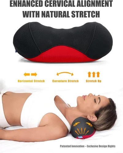 Vista 3 de Bespilow Almohada Cervical de Rollo de Cuello de Doble Capa Patentada - Parte Superior Cómoda + Base de Espuma Viscoelástica Firme, Soporte
