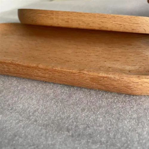 Vista 6 de Juego de 2 mini bandejas para servir joyas y monedas, bandeja ovalada de madera natural para postres, plato pequeño de queso de madera, bandeja