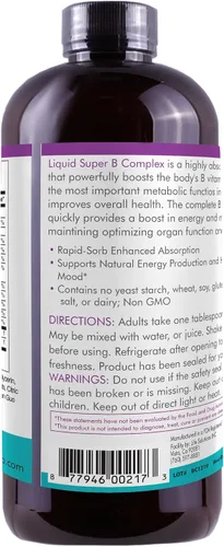 Vista 3 de Life Solutions Liquid Super B Complex -32 oz Aumenta naturalmente los niveles de energía de tu cuerpo