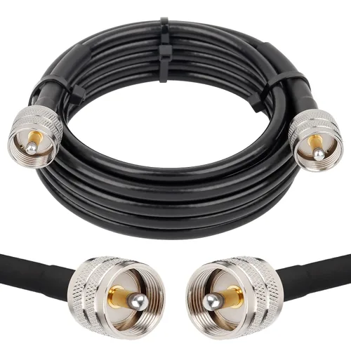 Vista 22 de MOOKEERF RG8x Cable de puente 1 pie, paquete de 2 PL259 Cable coaxial CB de puente 50 Ohm, extensión de antena CB de baja pérdida UHF PL259 macho a