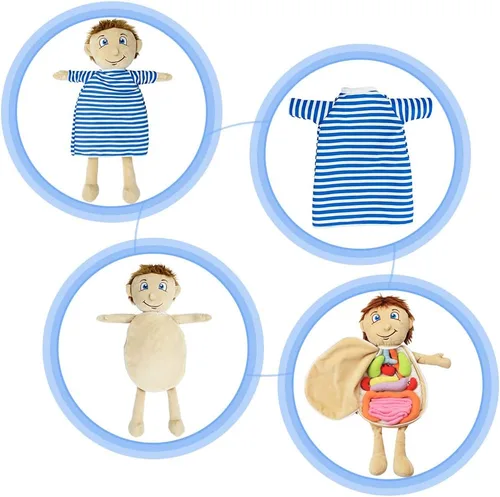 Vista 9 de vocheer Juguete de anatomía del cuerpo humano, juguetes de peluche de órgano educativo Montessori preescolar para niños, kits de aprendizaje