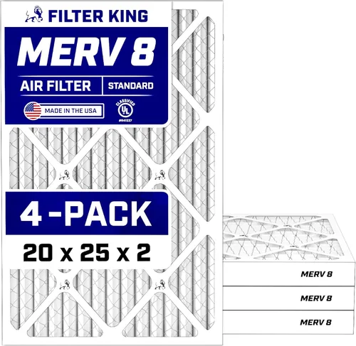 Vista 170 de Filter King Filtro de aire 6x6x1 Paquete de 4 Filtros plisados MERV 8 HVAC para horno A/C Fabricado en Estados Unidos Tamaño real: 5.5 x 5.5