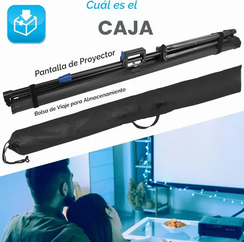 Vista 2 de Pyle Pantalla de proyector portátil de 80 pulgadas con soporte de trípode, pantalla enrollable plegable de configuración rápida con superficie