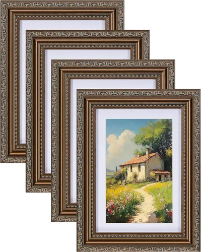 Vista 50 de eletecpro 8x10 Vintage Picture Frame, Glass Cover, Gold, 4-Pack Dorado