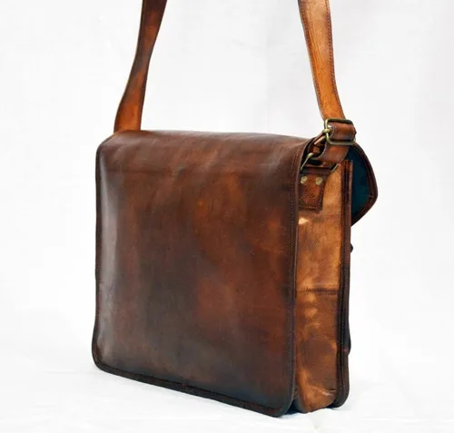 Vista 2 de 15 "nuevo marrón para hombre genuino vintage cuero mensajero bolso hombro portátil, Marrón