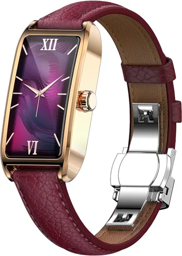 Vista 8 de Amoled Laies - Reloj inteligente para mujer, reloj inteligente con correa de piel, monitor de ritmo cardíaco, estrés, sueño, 12 modos deportivos