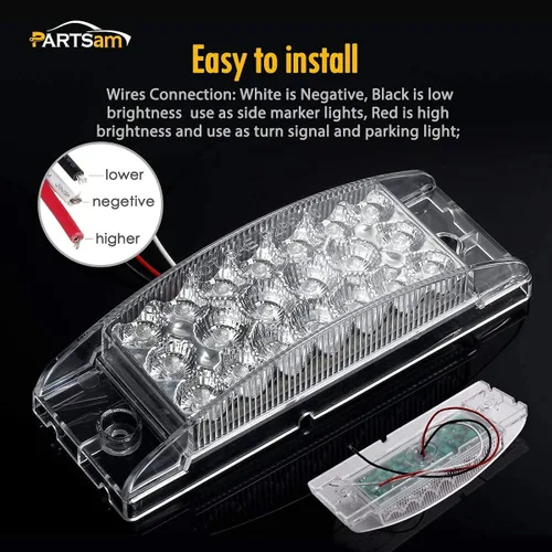 Vista 8 de Partsam 2 luces LED rectangulares rojas de 6 pulgadas para remolque, 21 diodos con reflectores+par de luces de marcador frontal lateral ámbar de 6