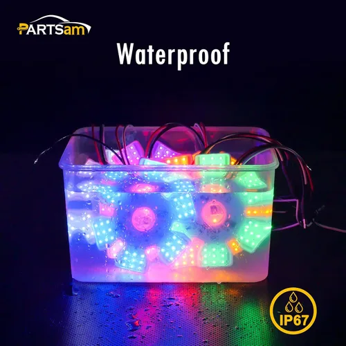 Vista 6 de Partsam 2 piezas ultrafinas estilo hexagonal de doble función interior 54 diodos LED de aire luz de aire de 4.8 pulgadas, lámpara decorativa