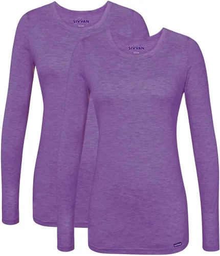 Vista 12 de Sivvan Scrubs for Women - Long Sleeve Comfort Underscrub Tee 2-Pack Negro