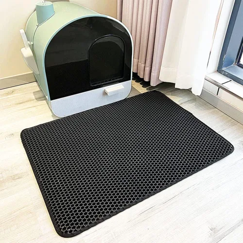 Vista 6 de Tapete de arena para gatos, tapete para atrapar arena de gatito, tapete impermeable de doble capa anti rastreo para gatitos, bandeja de arena