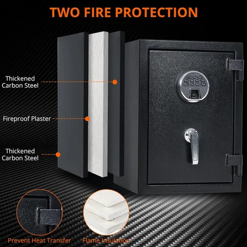 Vista 5 de Caja de seguridad ignífuga e impermeable, caja de seguridad extra grande de 2 pies cúbicos, caja fuerte para el hogar con teclado programable