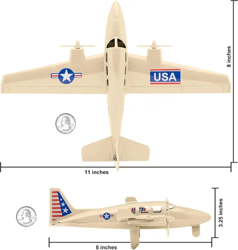 Vista 4 de TimMee Prop Plane & Fighter Jet - Desert Tan Plastic Army Men Aviones fabricados en Estados Unidos