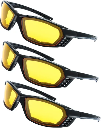 Vista 28 de Gafas de Motocicleta con Marco Acolchado y Lentes que Bloquean 100% UVB/UVB para Actividades al Aire Libre y Deportes 10-mate/negro brillante