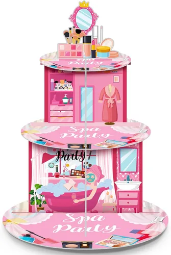 Vista 9 de Censen Soporte para cupcakes de dinosaurio de 3 niveles, decoración de fiesta con temática de dinosaurio, decoración de torre de postre