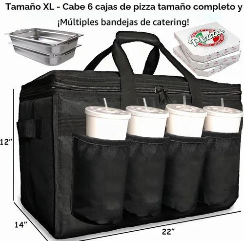 Vista 5 de FRESHIE Bolsa térmica para entrega de alimentos con portavasos/bebidas Premium, para Doordash, Uber Eats, Grubhub, bolsa de pizza, catering