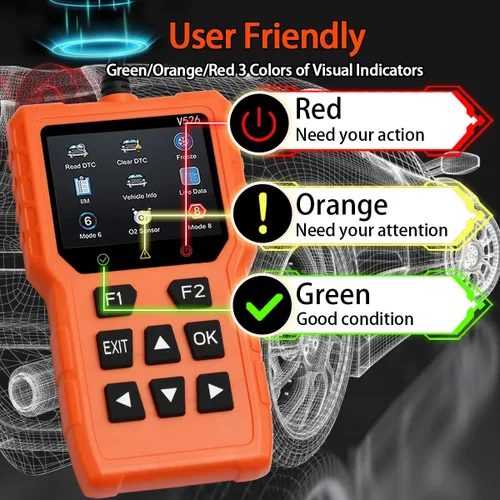 Vista 6 de Herramienta de diagnóstico del escáner V526 OBD2, herramienta de escáner de código de falla de luz del motor de borrado de verificación, DTC, flujo
