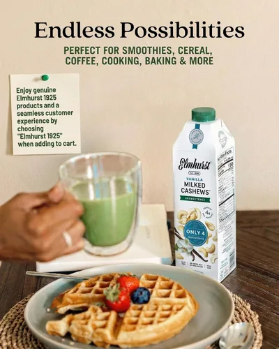 Vista 4 de Elmhurst 1925 Vanilla Cashew Milk Unsweetened - 32 Fl Oz (6-Pack)
