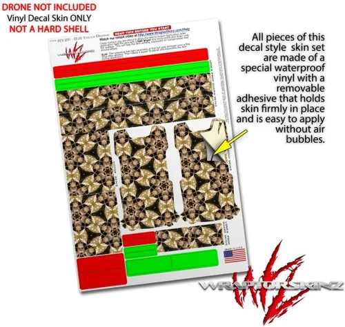 Vista 4 de Skin Decal Wrap 2 Pack Compatible with DJI Ryze Tello Leave Pattern 1 Brown Drone NOT Included