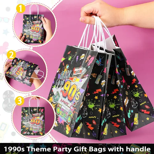 Vista 3 de Marspark 16 bolsas de regalo de fiesta de los años 90 a granel para fiesta de regreso a los 90, bolsas de golosinas para regalos retro de los años
