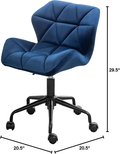 Vista 2 de Roundhill Furniture Eldon Diamond - Silla de oficina giratoria ajustable con diseño capitoné, color gris y azul