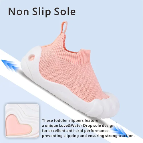Vista 5 de SK SIX Wide-Toddler Sock-Shoes Baby-Sneakers - Infant Walking Boys Girls Breathable Kids Safty House Slippers Non-Slip Slip on Barefoot Cute
