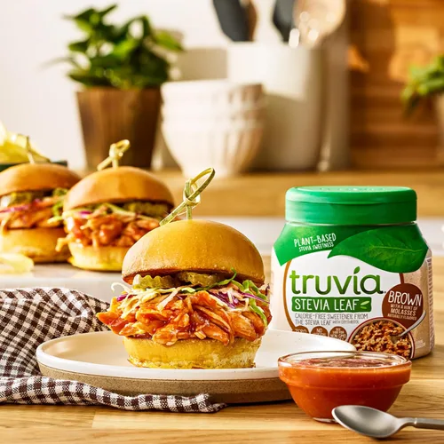 Vista 3 de Truvia – Edulcorante de cucharada marrón sin calorías de hoja de stevia (frasco de 9.8 oz)