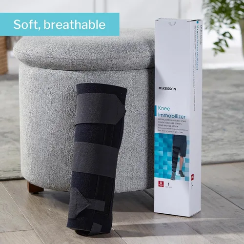 Vista 5 de McKesson Inmovilizador de rodilla para mujeres y hombres, alisador de piernas ajustable, talla única, 14 pulgadas, 1 unidad