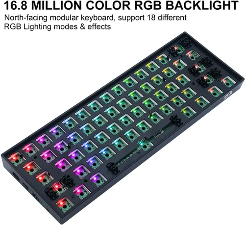 Vista 2 de Redragon BBK530 Pro - Kit de teclado mecánico para juegos personalizado 60 61 teclas teclado modular RGB para bricolaje teclado compacto barebones