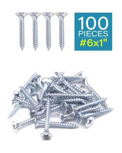 Vista 2 de IMScrews 100 tornillos para paneles de yeso de 1 pulgada, Phillips de cabeza plana #6, rosca fina, punta afilada, ideales para paneles de yeso
