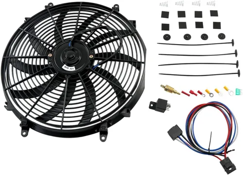 Vista 2 de Ventilador eléctrico de 16 pulgadas para radiador, ventilador de 16 pulgadas + kit de relé