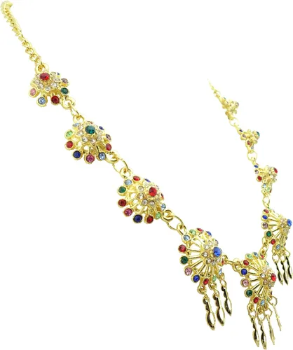 Vista 3 de Siwalai tailandés tradicional chapado en oro multicolor collar y pendientes de joyería de 189in
