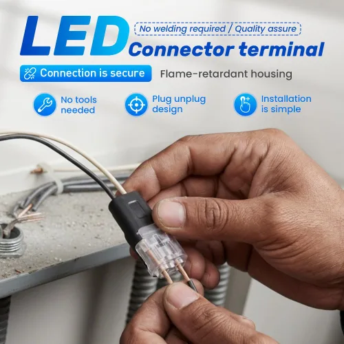 Vista 6 de Conector de doble cable con hebilla de bloqueo, cable de bloqueo ignífugo, conectores rápidos para iluminación LED, adecuado para reparaciones