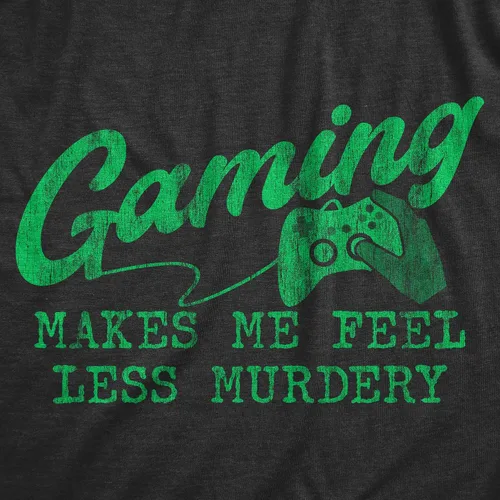 Vista 2 de Mens Gaming Makes Me Feel Less Murdery T Shirt Funny Sarcastic Video Game Tee