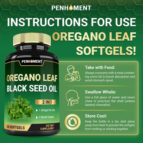 Vista 7 de 550 mg Aceite de Orégano con Aceite de Semilla Negra - 60 Cápsulas Blandas