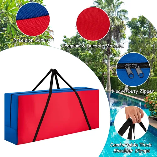 Vista 6 de COSTWAY Juego gigante gigante de 4 a puntuación con bolsa de transporte, juego de 2.5 pies para interiores y exteriores con aro de baloncesto, juego