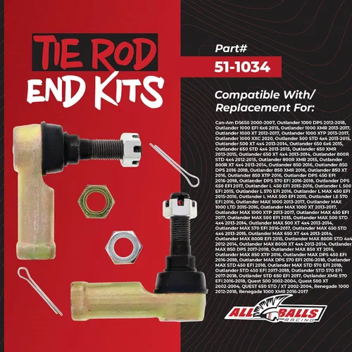Vista 2 de All Balls Racing Kit de extremo de barra de acoplamiento compatible con/repuesto para - Outer Only Can-Am Outlander 1000 Efi 6X6 15, 51-1034