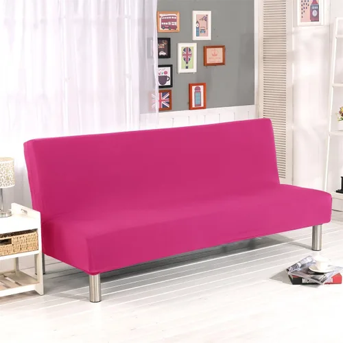 Vista 12 de Funda de sofá cama sin brazos de color sólido, poliéster spandex elástico, funda para futón de 3 plazas, completamente plegable, protector de sofá