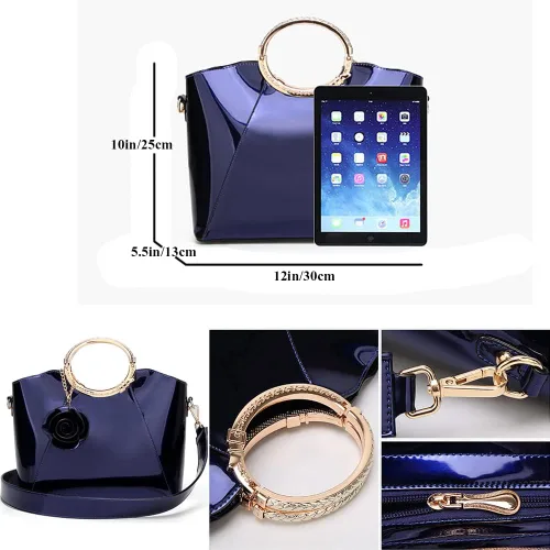 Vista 4 de ZiMing Bolsos de charol para mujer, con asa superior, elegante, bolso de noche, bolsos de hombro para mujer