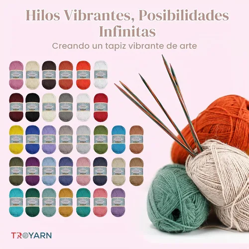 Vista 4 de 105001 - Hilo para tejer y ganchillo crema, 2 madejas (2 x 383 yardas), 100% microfibra acrílica