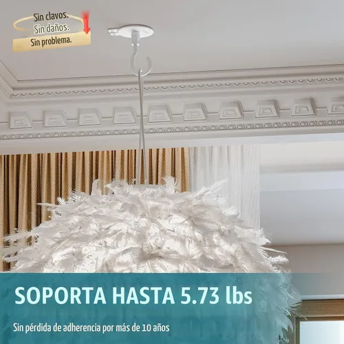 Vista 4 de TAILI Ganchos de techo adhesivos para plantas colgantes, sin taladro Blanco