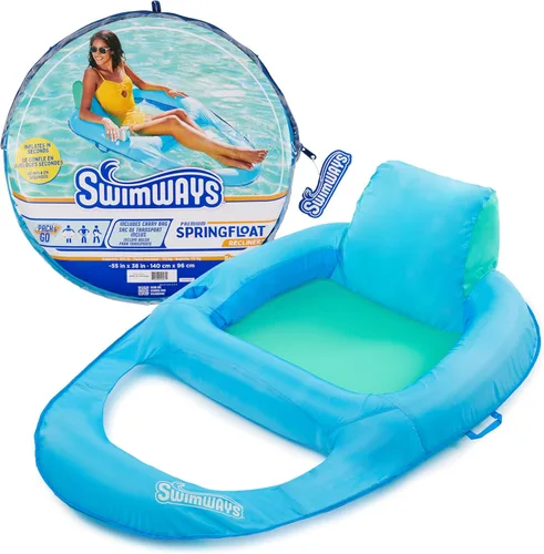 Vista 10 de SwimWays Spring Float - Tumbona reclinable prémium para piscina, flotadores inflables para adultos con inflado rápido para edades de 15 años