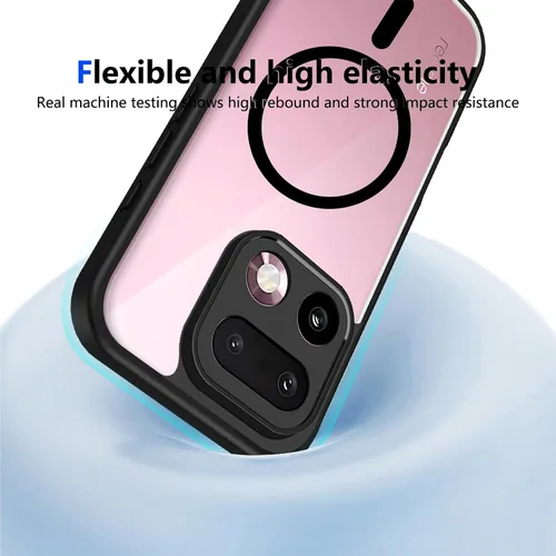 Vista 104 de Funda magnética transparente compatible con Xiaomi 17T, color negro 2 en 1 PC + TPU cubierta de teléfono a prueba de golpes, carcasa protectora