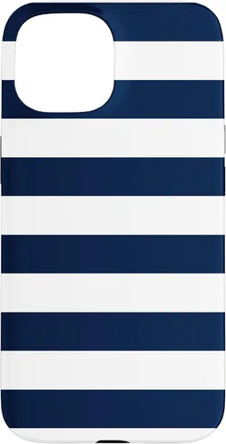 Vista 6 de Azul marino blanco rayas geométricas femeninas rayas preppy rayas caso para iPhone 17