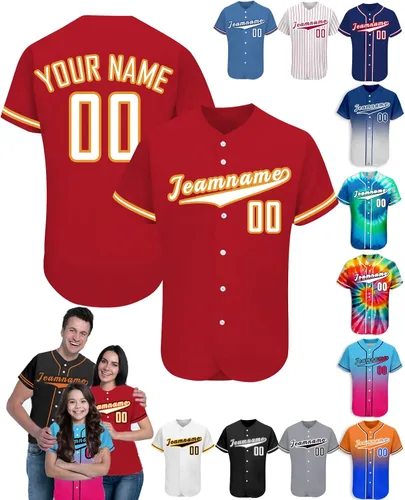 Vista 20 de Camiseta de béisbol personalizada para hombres, mujeres y niños con nombre, número y logotipo, camisetas de sóftbol personalizadas, S-4XL