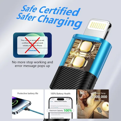 Vista 3 de Cargador USB a iPhone de 6 pies/5 unidades compatible con iPhone 14 13 12 11 Pro Max XR XS X 8 7 6 Plus SE, iPad Pro Air Mini, iPod, cable largo