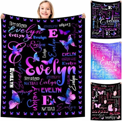 Vista 26 de MyPupSocks Manta Decorativa Personalizada con Nombre Personalizado Mantas para Niña Hija Nieta Manta Bonita (7 Tamaños)