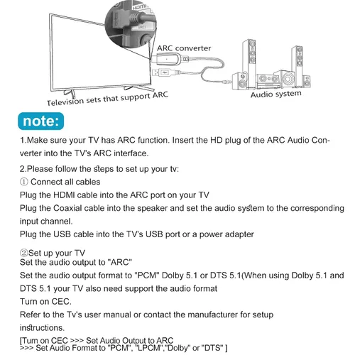 Vista 8 de Convertidor de audio HDMI eARC/ARC a coaxial de 192 KHz para TV a sistema de sonido, Plug & Play ARC a cable coaxial Adaptador extractor de audio
