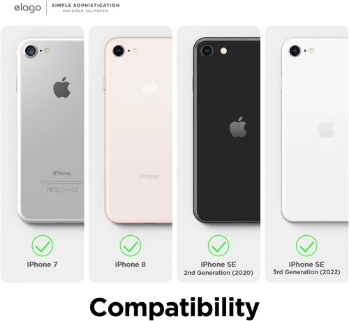 Vista 2 de elago Funda de silicona para iPhone SE (2022, 2020, 8, 7) - Protección contra caídas ultra delgada con forro de microfibra