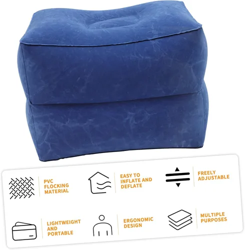 Vista 3 de Almohada de pierna de altura ajustable para niños y niñas, almohada de viaje, cama de avión con memoria, 1 juego Azul